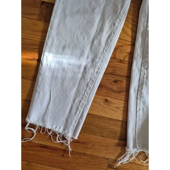 Old Navy O.G. Straight High-Waisted Secret Smooth White Jeans Size 6 Raw Hem - Picture 9 of 9